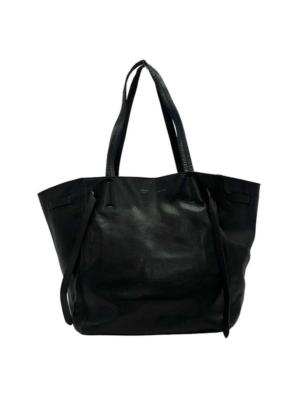 Celine Tote Cabaphantom Small with Belt Black Leather